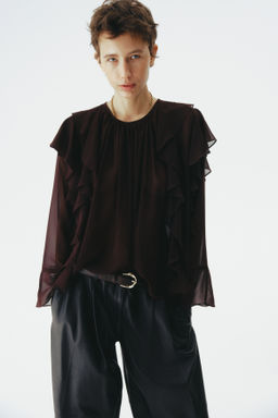 Blusa transparente con ribetes de volante - H&m фото 6