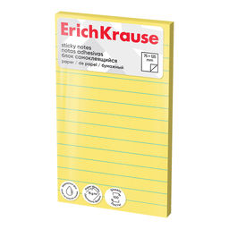 АКЦИЯ Цена за 12 шт. Блок самоклеящийся бумажный ErichKrause 75х125 мм, 100 листов, желтый