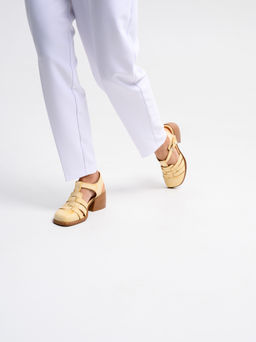 Босоножки EDART 5035.23663bе. Вакса крем+коричневый