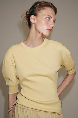 RIB VOLUME SLEEVE T-SHIRT - Zara фото 2