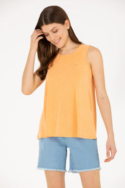 U. S. Polo Assn Женская оранжевая футболка без рукавов с круглым вырезом - U.s. polo assn фото 2