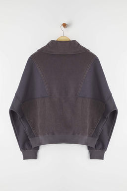 Antrasit Regular/Normal Kal?p Polar Fermuarl? Cep Detayl? Kal?n Orme Sweatshirt TWOAW26SW00009 - Trendyolmilla фото 6