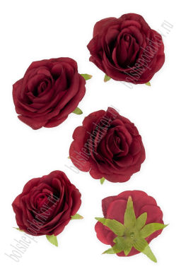 Головки цветов "Роза" 9 см (5 шт) SF-7874, бордовый