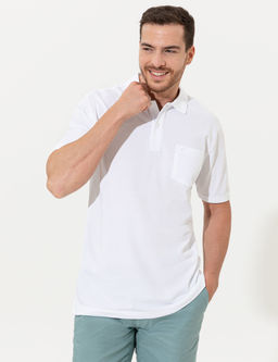 Beyaz Regular Fit Polo Yaka Basic Ti__rt