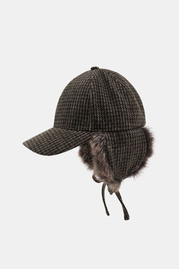CHECK CAP WITH WOOL AND EAR MUFFS - Zara фото 6