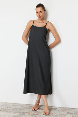 Yag Yesili Duz Midi Ask?l? Shift/Duz Maxi Orme Elbise TWOSS24EL00288 - Trendyolmilla фото 5