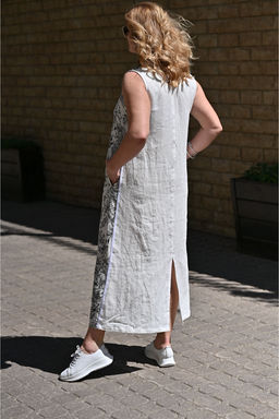 Длинное платье А-образного силуэта  100% лен - Новый лен фото 4