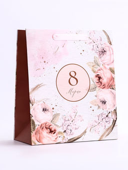 Цена за 2 шт. Пакет подарочный вертикальный С 8 Марта, ML 23?27?11.5 см