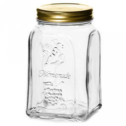 Банка стеклянная с винтовой крышкой Хоммейд (Home Made) 1л, 9,5х9,5х17см, металлическая крышка, Pasabahce (Россия)