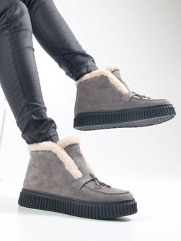 Ботинки 307.от11bl. серый замок замша/Мех