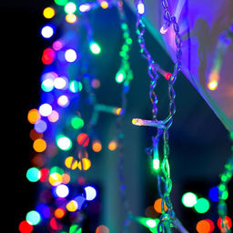 Гирлянда «Бахрома» 3×0.9 м, IP44, УМС, прозрачная нить, 232 LED, свечение мульти, 220 В