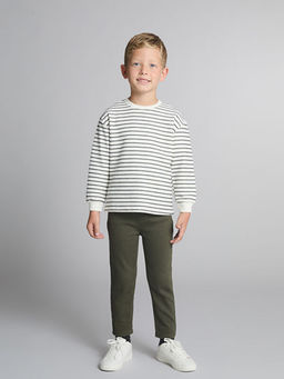 Bisiklet Yaka ?izgili Erkek ?ocuk Sweatshirt