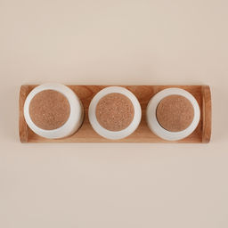 Банки для сыпучих SL Home Тренто, 450/700/900 мл, набор 3 шт., на деревянной подставке, фарфор, белые - Sima-land home фото 3