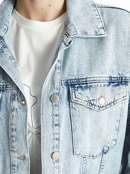 G?mlek Yaka Oversize Kad?n Jean Ceket