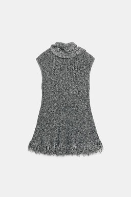 KNIT TOP WITH SCARF AND FRINGED HEM - Zara фото 3