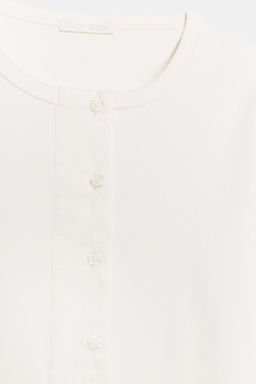 CAMISETA RIB BOTONES / blanco - Zara фото 6