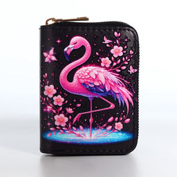 Кошелёк на молнии Фламинго, маленький, чёрный