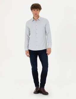 Gri Slim Fit Uzun Kollu G_mlek