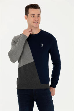 Свитер U.S. Polo Assn мужской серый меланжевый хлопок  фото 3