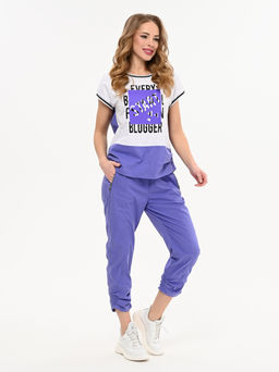 футболка Блузон из хлопчатобумажной ткани с яркими вставками и принтом - А+б коллекция фото 6