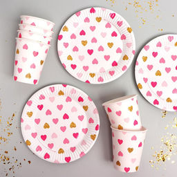 Набор бумажной посуды Сердца - Страна карнавалия фото 2