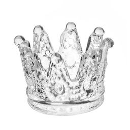 Цена за 2 шт. Стеклянный подсвечник на 1 свечу «Корона», прозрачный, 5×7×7 см