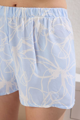 Trendyolmilla Mavi Cicekli Viskon Sortlu Dokuma Pijama Tak?m? THMSS25PT00306 фото 3