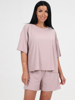 012 ЖЕНСКАЯ ПИЖАМА (шорты) (Пудра) - А-дина фото 2