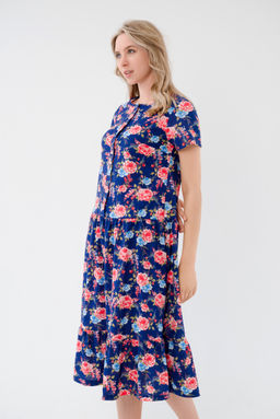 Платье женское из кулирки Кармелита красно-синий - Амадэль фото 3