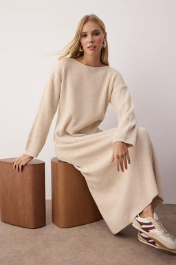 Tas Duz Maxi Basic Oversize Kay?k Yaka Triko Uzun Elbise TWOAW26EL00151 - Trendyolmilla фото 2