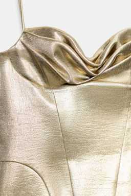 VESTIDO MINI CORSETERO EFECTO METALIZADO / Dorado - Zara фото 6