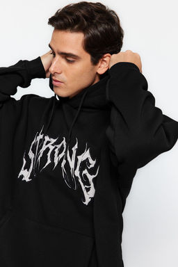 TRENDYOL MAN Antrasit Oversize/Genis Kesim Ici Polar/S?cak Tutan Kapusonlu Sweatshirt TMNAW24SW00029 - Trendyolmilla фото 4