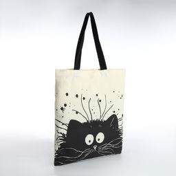 Сумка шопер без застёжки, из текстиля, бежевая