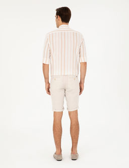 Bej Slim Fit Keten Kar___ml_ Dokuma _ort