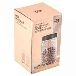 Банка стеклянная прижимная крышка Цитрус 1,75л, д12см h20см, пластмассовая крышка с уплотнителем, д/горла - 9,3см, д/основания - 11см, цветная коробка (Китай) - Домашняя мода фото 2