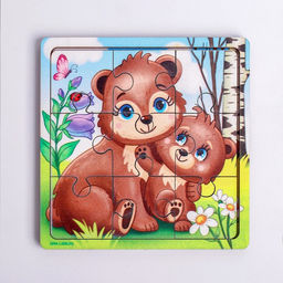 Пазл Медведица и медвежонок, 9 деталей - Лесная мастерская фото 2