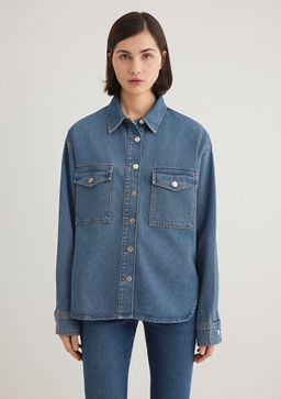 Bekka Classic Denim Indigo Mavisi Jean Gomlek фото 4