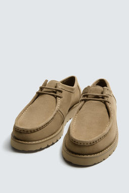 LEATHER MOC TOE SHOES - Zara фото 12