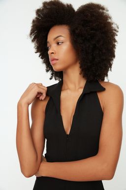 TRENDYOLMILLA Bordo Vucuda Oturan Polo Yaka Mini Fitilli Esnek Orme Kalem Elbise TWOSS22EL1981  фото 3