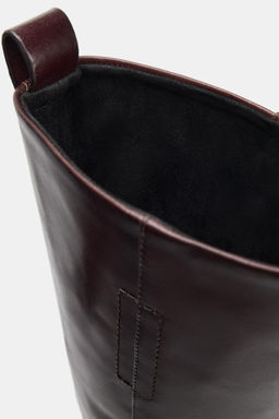 LEATHER BLOCK HEEL BOOTS - Zara фото 7