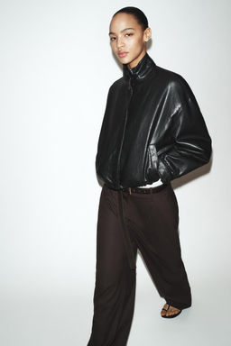 QUILTED LEATHER EFFECT BOMBER JACKET - Zara фото 6