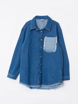 Basic Uzun Kollu K?z ?ocuk Jean Tunik - Waikiki фото 2