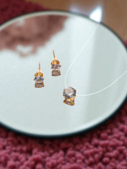 Гарнитур 2 предмета: кулон, серьги На леске классика, цвет белый в золоте, 30 см