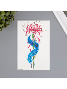 Цена за 2 шт. Переводная тату на тело цветная Цветок с пером, 11.4?21 см