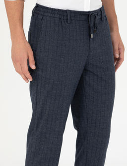 Lacivert Ekstra Slim Fit _izgili Kuma_ Pantolon