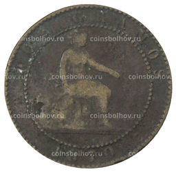 Монета 2 сентимо 1870 года Испания