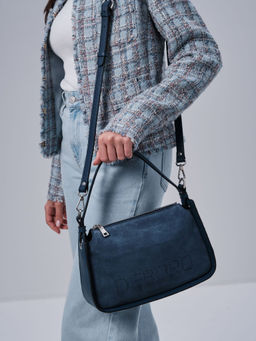 Сумка замшевая на плечо Deboro 30790 синяя волна