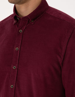 Bordo Regular Fit Uzun Kollu G_mlek