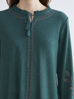 F?rf?rl? Ba?lamal? Yaka Desenli Bluz