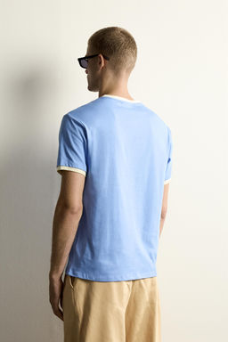 CAMISETA RIB CONTRASTE CUELLO PICO / Azul medio - Zara фото 3